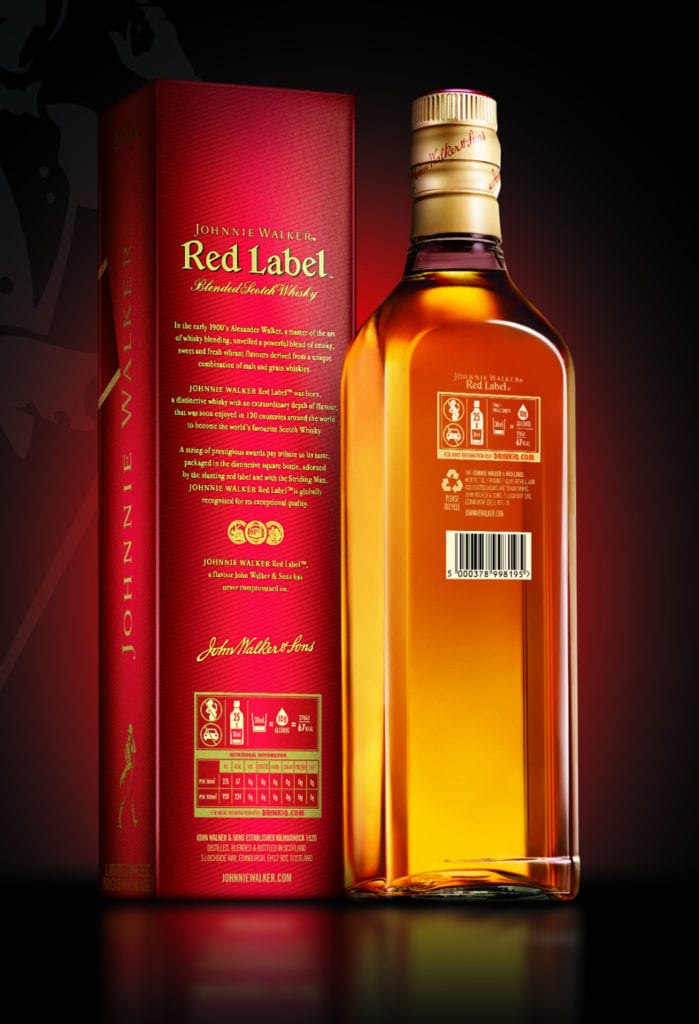 Illustration of new labels on Johnnie Walker Red Label - high res