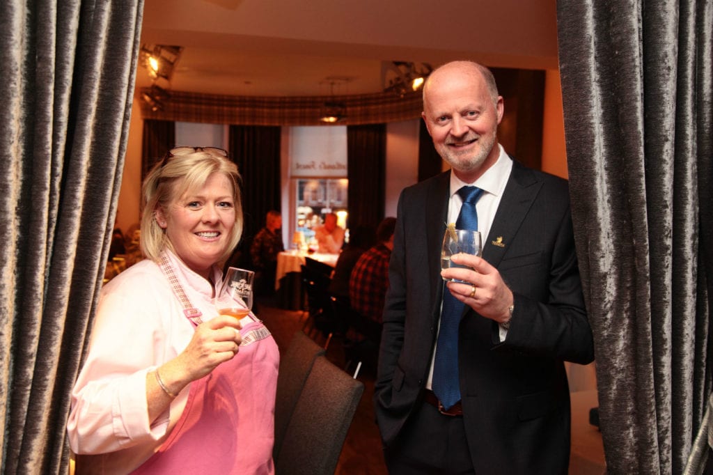 Jak O'donnell with Tomatin distillery manager Graham Eunson. Picture: Tomatin