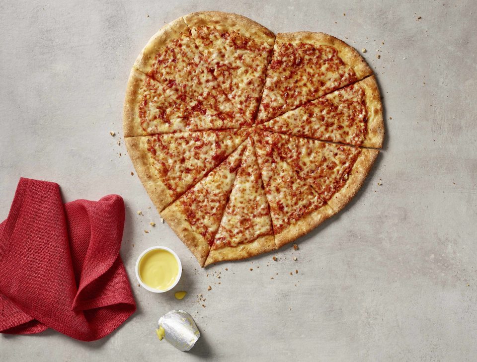 Papa John's heart shaped pizza 